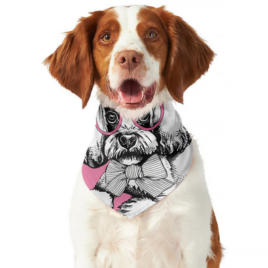 Poodle With Glasses Print Dog Bandana