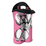 Poodle With Glasses Print Double Neoprene Wine Tote