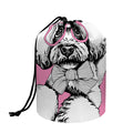 Poodle With Glasses Print Drawstring Makeup Bag