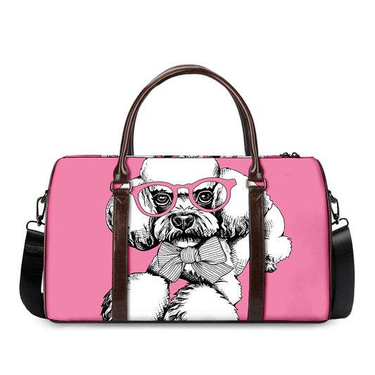 Poodle With Glasses Print Duffle Bag
