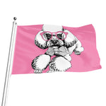 Poodle With Glasses Print Flag
