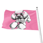 Poodle With Glasses Print Flag