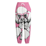 Poodle With Glasses Print Fleece Lined Knit Pants