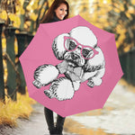 Poodle With Glasses Print Foldable Umbrella