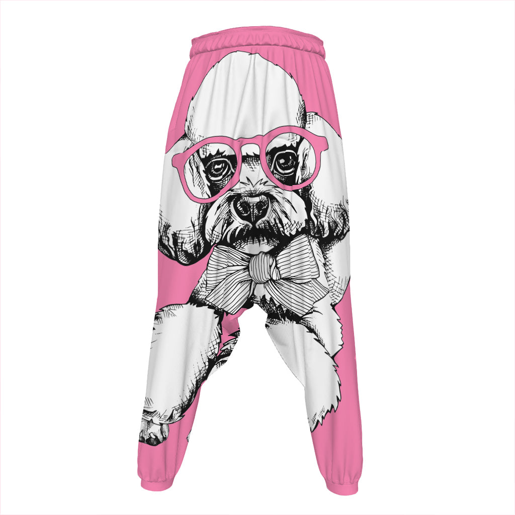 Poodle With Glasses Print Hammer Pants