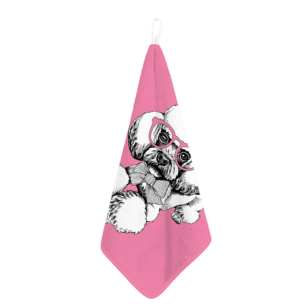 Poodle With Glasses Print Hand Towel