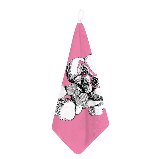 Poodle With Glasses Print Hand Towel