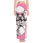 Poodle With Glasses Print High Slit Maxi Skirt