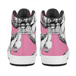 Poodle With Glasses Print High Top Leather Sneakers