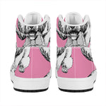 Poodle With Glasses Print High Top Leather Sneakers