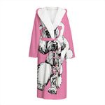 Poodle With Glasses Print Hooded Bathrobe