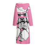 Poodle With Glasses Print Hooded Bathrobe