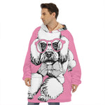 Poodle With Glasses Print Hoodie Blanket