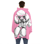Poodle With Glasses Print Hoodie Blanket