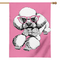 Poodle With Glasses Print House Flag