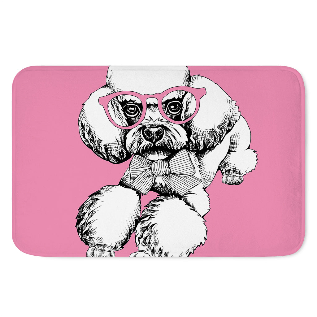Poodle With Glasses Print Indoor Door Mat