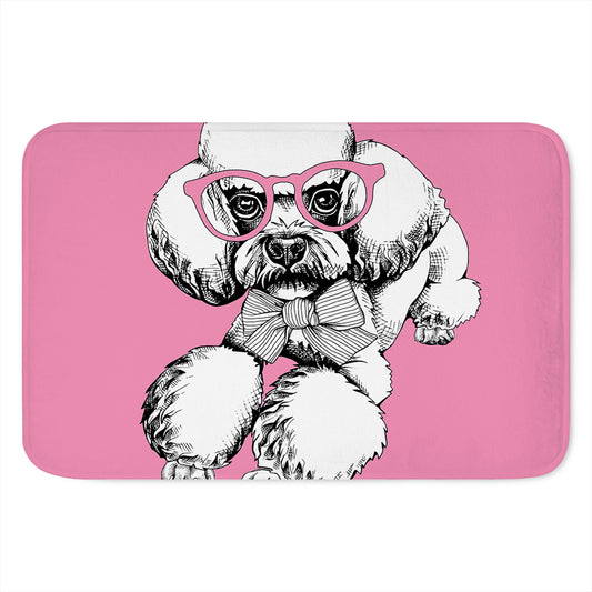 Poodle With Glasses Print Indoor Door Mat