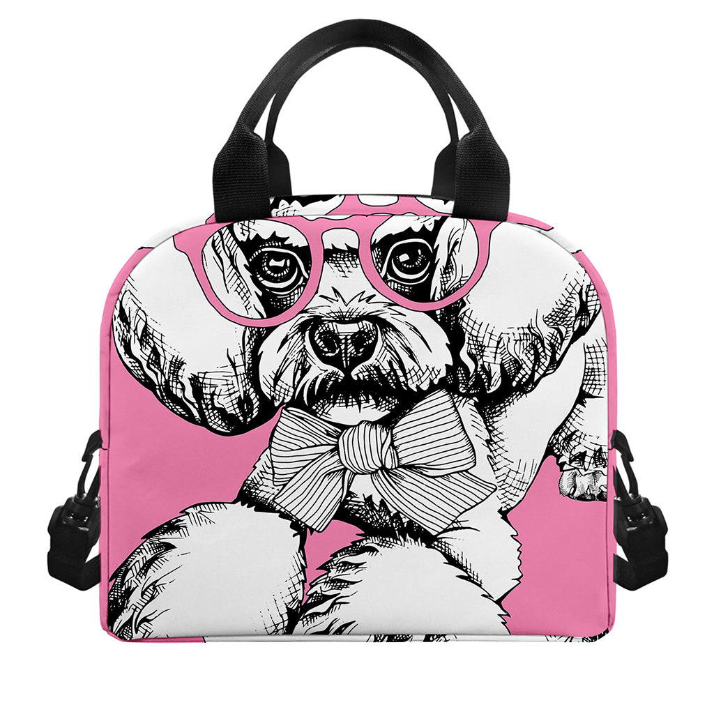 Poodle With Glasses Print Insulated Lunch Bag