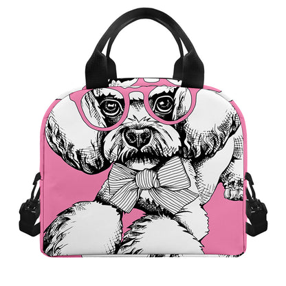 Poodle With Glasses Print Insulated Lunch Bag