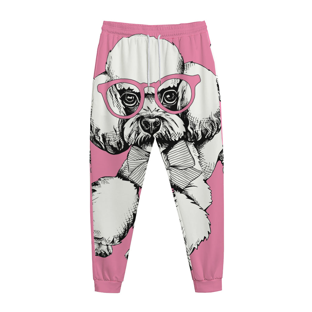Poodle With Glasses Print Jogger Pants