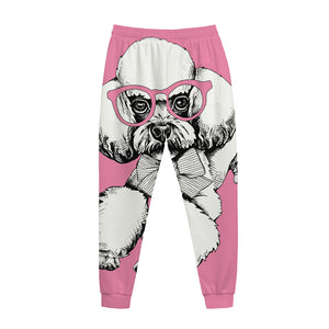 Poodle With Glasses Print Jogger Pants
