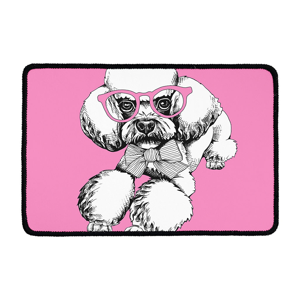 Poodle With Glasses Print Kitchen Mat