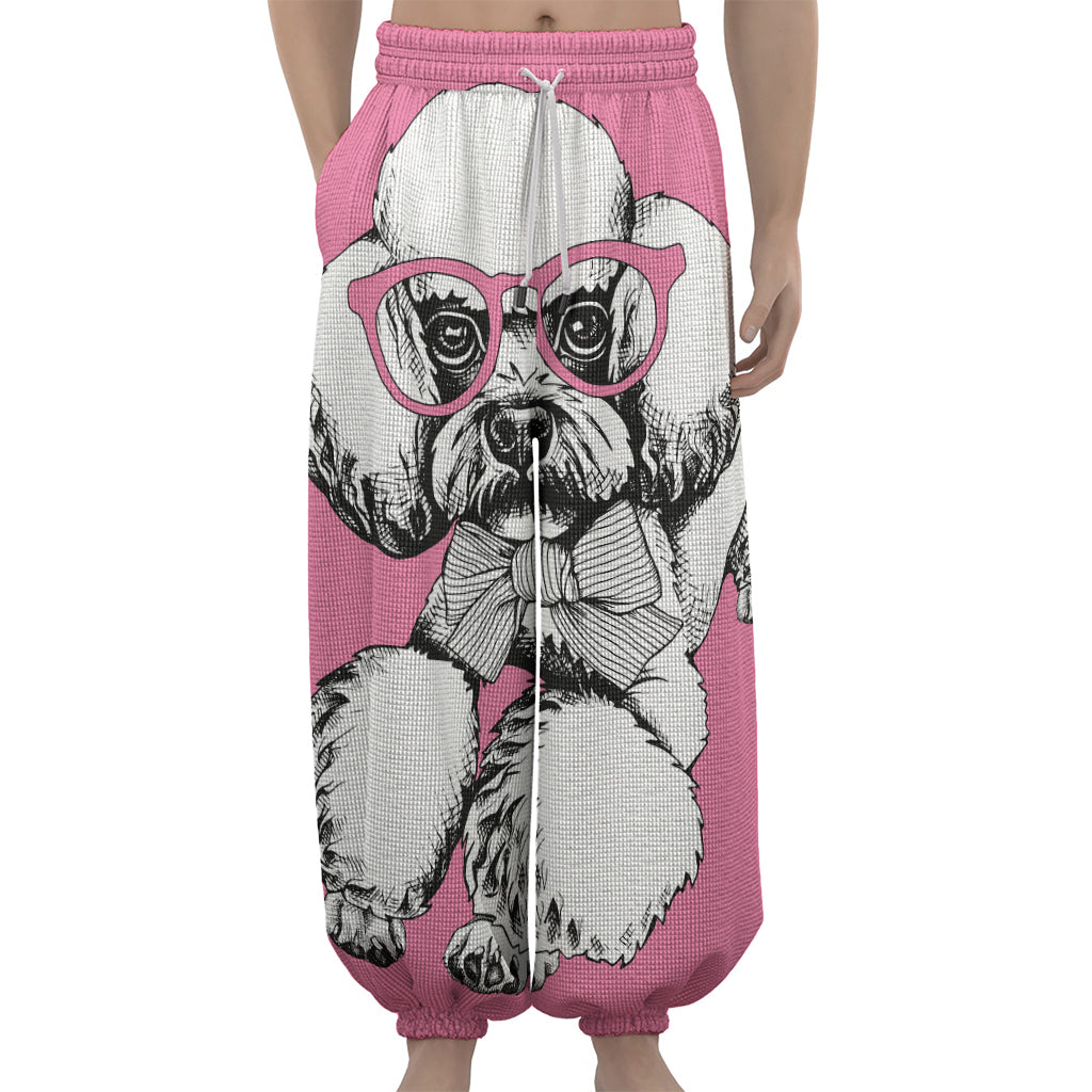Poodle With Glasses Print Lantern Pants