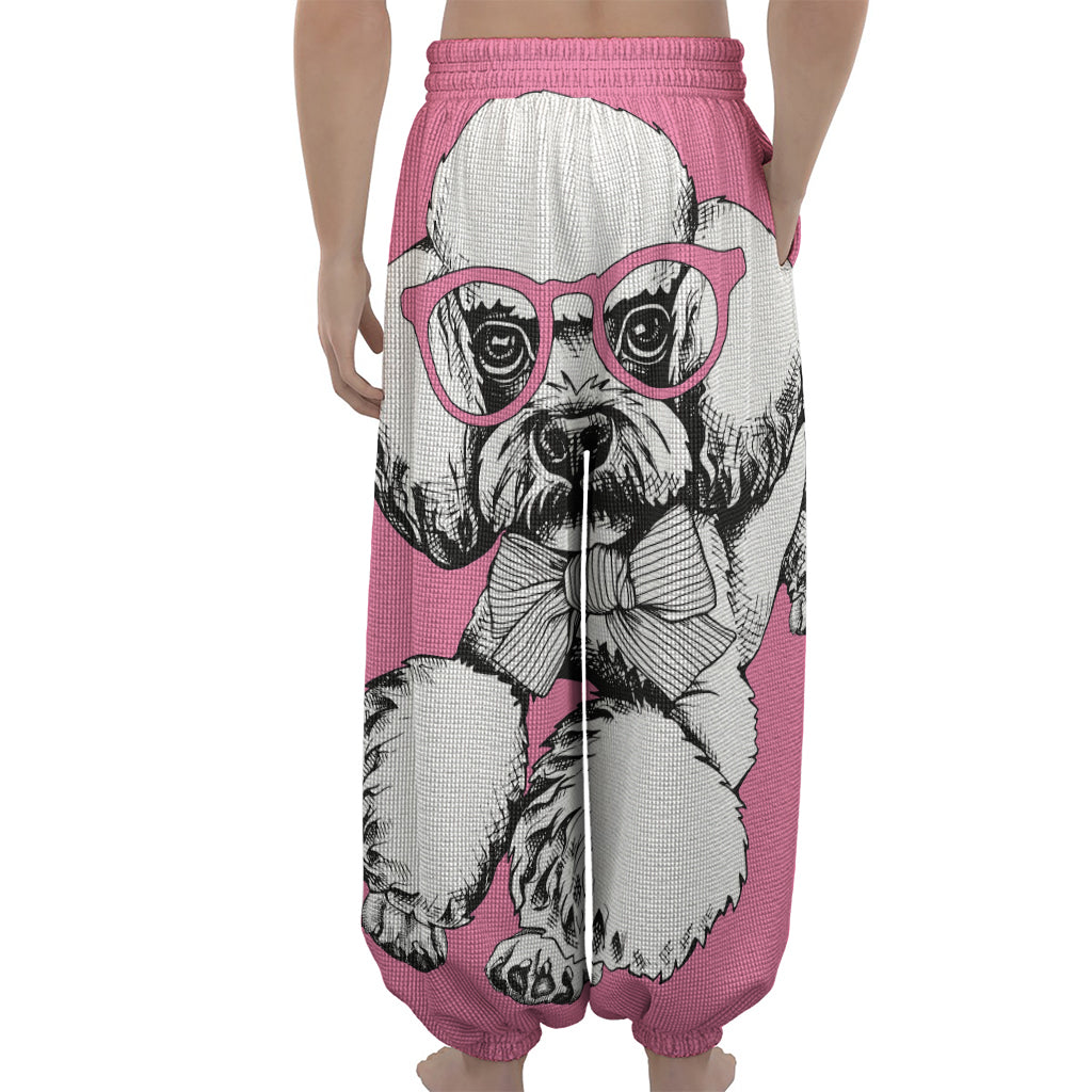 Poodle With Glasses Print Lantern Pants