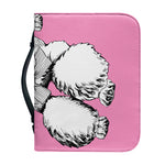 Poodle With Glasses Print Leather Bible Cover