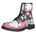 Poodle With Glasses Print Lace-Up Boots