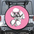 Poodle With Glasses Print Leather Spare Tire Cover