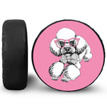 Poodle With Glasses Print Leather Spare Tire Cover