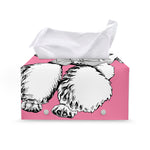 Poodle With Glasses Print Leather Tissue Box Cover
