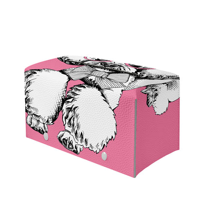 Poodle With Glasses Print Leather Tissue Box Cover