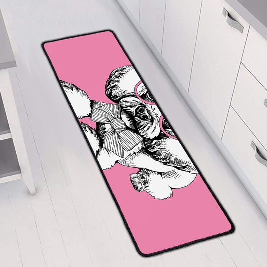 Poodle With Glasses Print Long Kitchen Mat