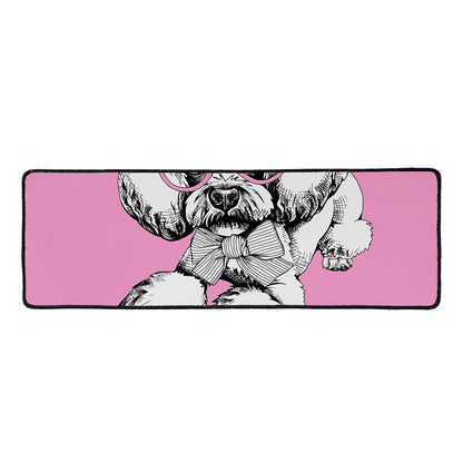 Poodle With Glasses Print Long Kitchen Mat