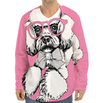 Poodle With Glasses Print Long Sleeve Baseball Jersey