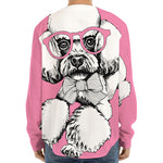 Poodle With Glasses Print Long Sleeve Baseball Jersey