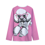 Poodle With Glasses Print Long Sleeve Short Coat