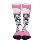 Poodle With Glasses Print Long Socks
