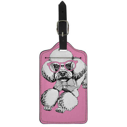 Poodle With Glasses Print Luggage Tag