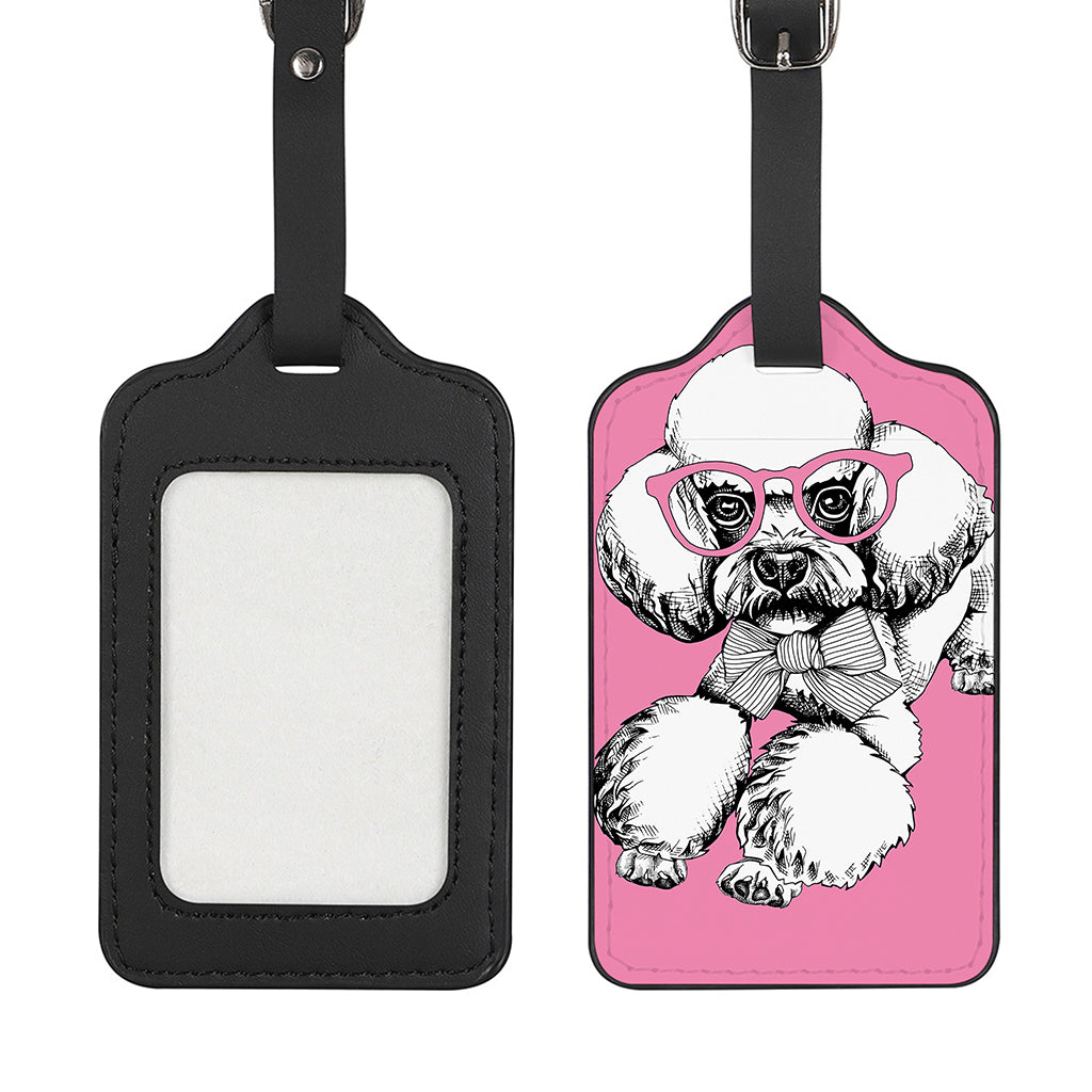 Poodle With Glasses Print Luggage Tag