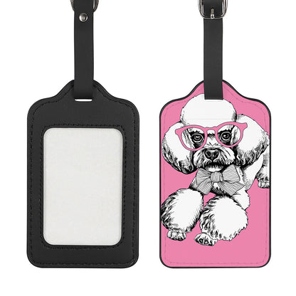 Poodle With Glasses Print Luggage Tag