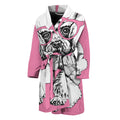 Poodle With Glasses Print Men's Bathrobe