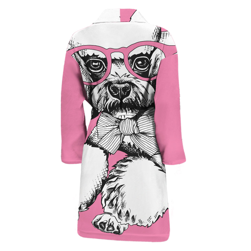 Poodle With Glasses Print Men's Bathrobe