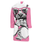 Poodle With Glasses Print Men's Bathrobe