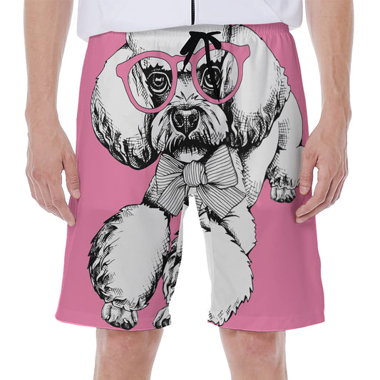 Poodle With Glasses Print Men's Beach Shorts