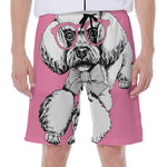 Poodle With Glasses Print Men's Beach Shorts