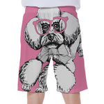 Poodle With Glasses Print Men's Beach Shorts