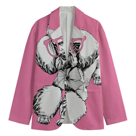 Poodle With Glasses Print Men's Blazer